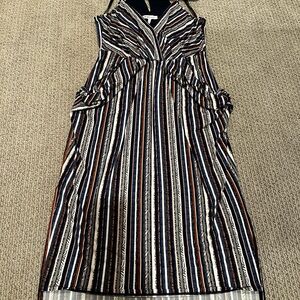 BCBGeneration Black and White Striped High Low Dress